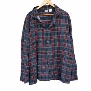 L.L. Bean Gray and Red Plaid Flannel Shirt size XXL